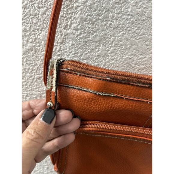 TIGNANELLO Orange Pebbled Leather Crossbody Shoulder Organizer - Picture 6 of 11